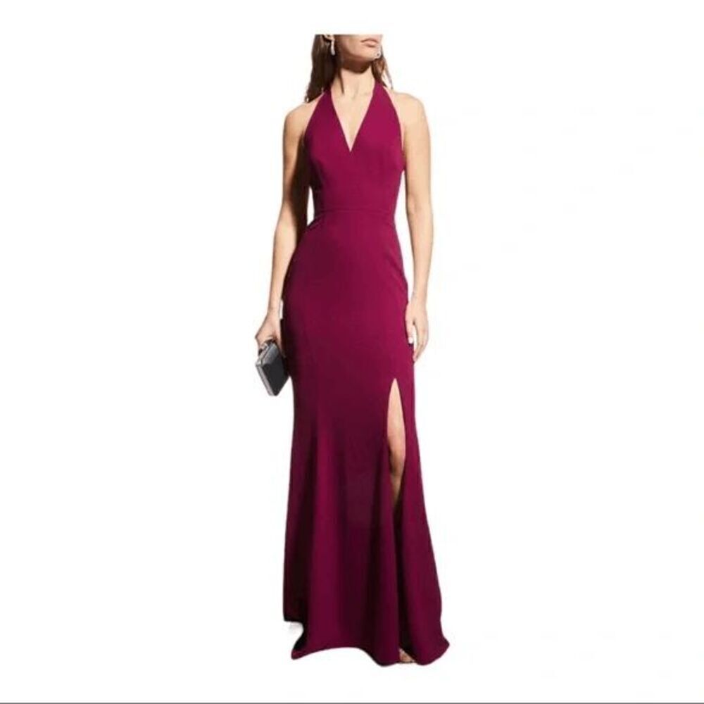 Dress The Population Shiloh Dark Magenta Halter Maxi Dress XS NWT - Picture 14 of 14